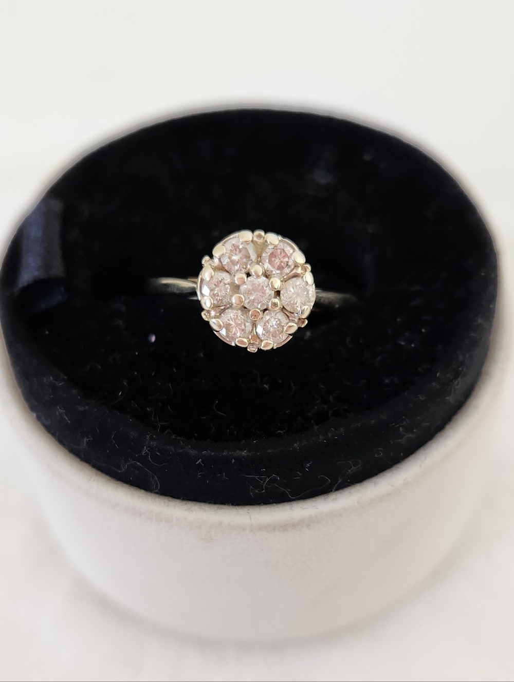 White Gold Diamond Cluster Coctail Ring